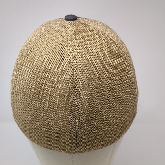 Columbia Fitted Trucker Hat Multicolor M Mesh Back Leather Patched 6 Panel - Picture 6 of 9